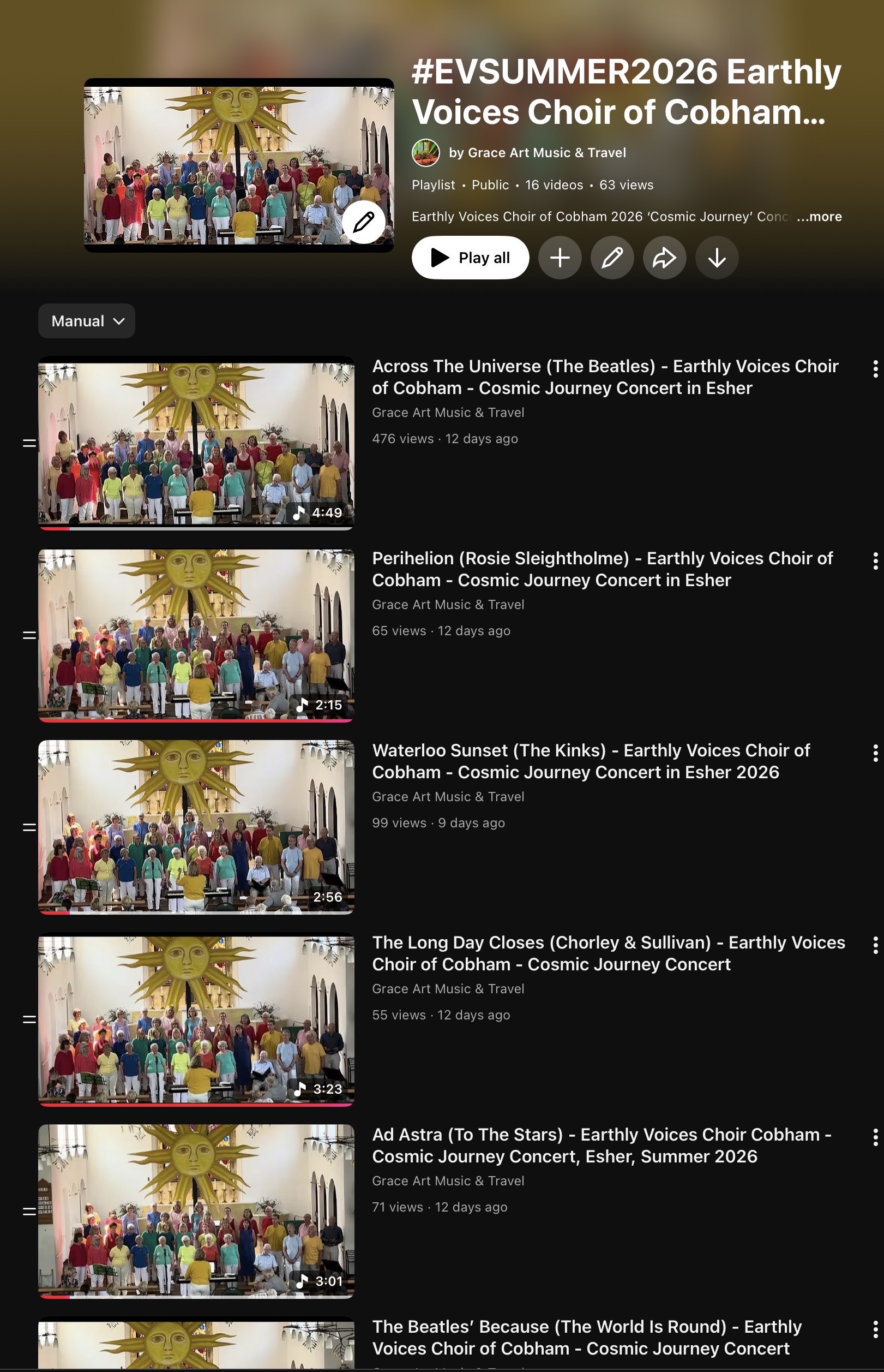 Concert video playlist